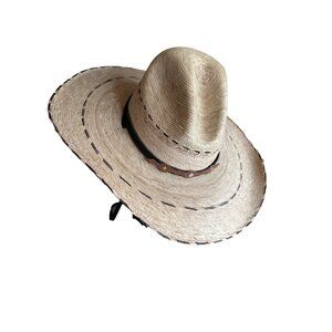 Wide Brim Straw Cowboy Hat Adjustable Chin Strap Western Lightweight Unisex